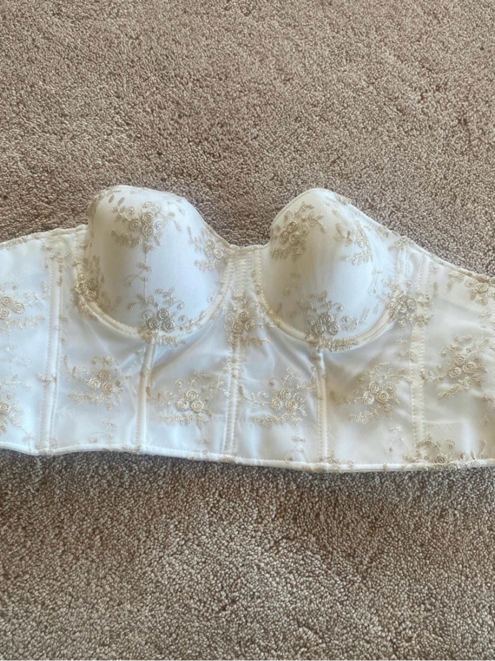 White & Gold Embroidered Bustier Corset Top